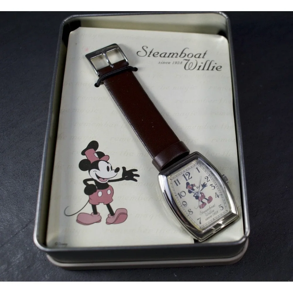 Disney Steamboat Willie Watch w/ Orig Box FSC#32099-1 Mickey Since 1928 New Bat